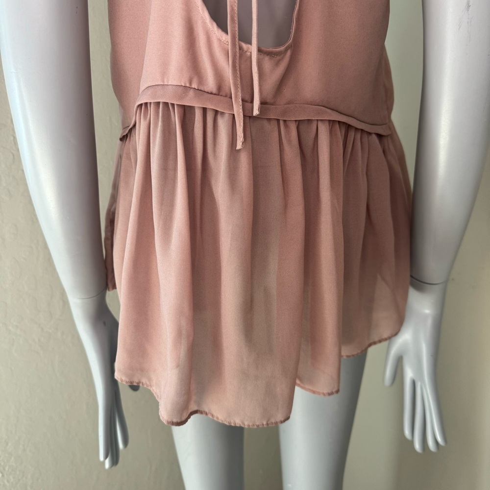 KIMCHI BLUE Sugar Plum Cami Peplum Top Silky Sheer Blush Pink Mauve Size Small - Picture 11 of 15